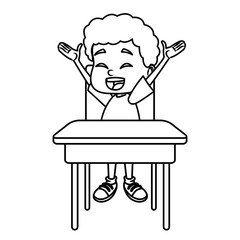 School boy on desk cartoon icon vector illustration graphic design