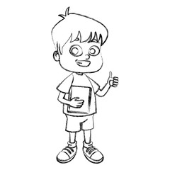 Cute school boy cartoon icon vector illustration graphic design