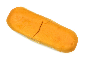 Hot dog bun on white background.