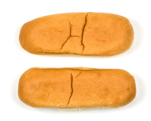 hotdog buns isolated against a white background