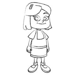 Cute school girl cartoon icon vector illustration graphic design