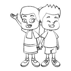 Little school kids cartoon icon vector illustration graphic design