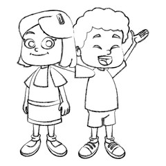 Little school kids cartoon icon vector illustration graphic design