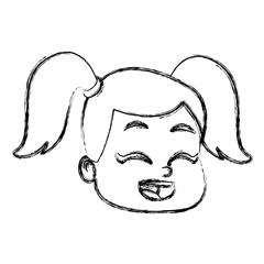 Cute girl face cartoon icon vector illustration graphic design