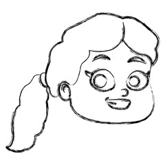 Cute girl face cartoon icon vector illustration graphic design
