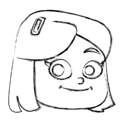 Cute girl face cartoon icon vector illustration graphic design