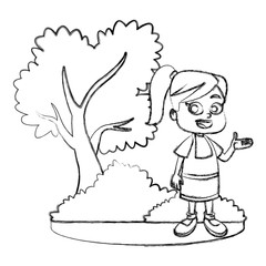 Little girl at park cartoon icon vector illustration graphic design