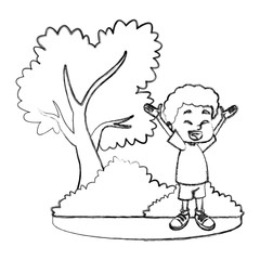 Little boy at park cartoon icon vector illustration graphic design