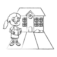Little girl at school cartoon icon vector illustration graphic design
