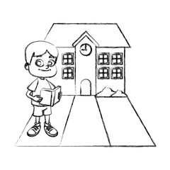 Little boy at school cartoon icon vector illustration graphic design