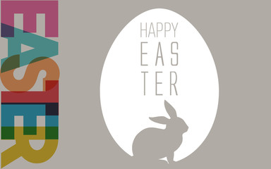 Multiply Easter font with minimal egg and rabbit in gray background.Vector illustration. EPS 10