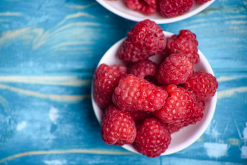 Fresh raspberries on the table