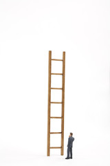 man and ladder on white background © nerosu