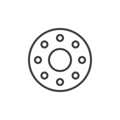 Rolling wheel line icon, outline vector sign, linear style pictogram isolated on white. Bearing symbol, logo illustration. Editable stroke