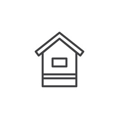 Wooden hive line icon, outline vector sign, linear style pictogram isolated on white. Beekeeping, apiculture symbol, logo illustration. Editable stroke