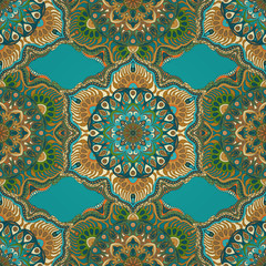 Ornate floral seamless texture, endless pattern with vintage mandala elements.