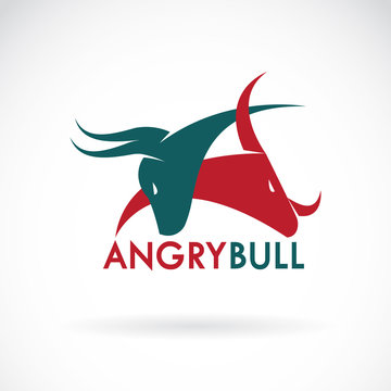 Vector of angry bull on a white background. Logo Animal. Easy editable layered vector illustration.