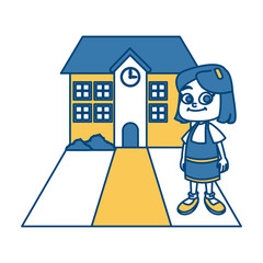 Obraz na płótnie Canvas Little girl at school cartoon icon vector illustration graphic design