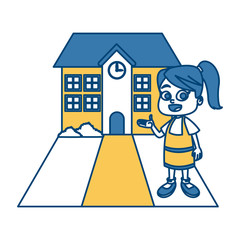 Little girl at school cartoon icon vector illustration graphic design
