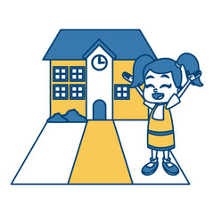 Little girl at school cartoon icon vector illustration graphic design