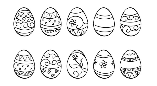 Decorated Easter Eggs Outline