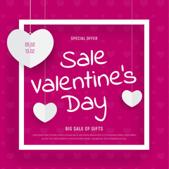Pink web banner template for Valentine's Day sale.