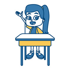 School girl on desk cartoon icon vector illustration graphic design