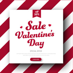design of a square banner for Sale On Valentine's Day