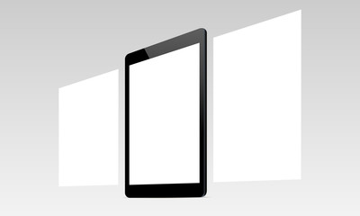 Black tablet computer with perspective view. Blank screens for your app or website designs. Vector illustration