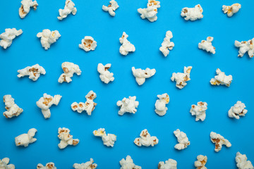 Popcorn pattern on blue background.