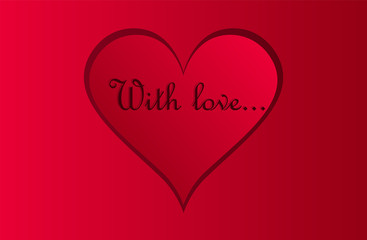 Love heart on Valentines Day with text With love. EPS vector background