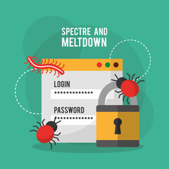 spectre and meltdown login password security virus vector illustration