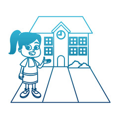 Little girl at school cartoon icon vector illustration graphic design