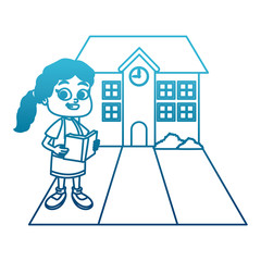 Little girl at school cartoon icon vector illustration graphic design