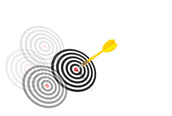 Yellow dart hit on the right target, Hit on the Best Target Concept