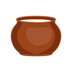 Sour cream in clay pot, fresh and healthy dairy product vector illustration