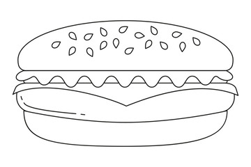 Black and white burger hamburger cheeseburger fast food icon poster.