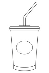 Obraz premium Black and white soda cola milkshake fast food icon poster.