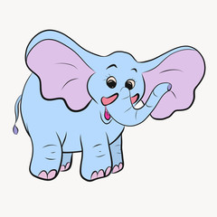 Cute and funny blue elephant