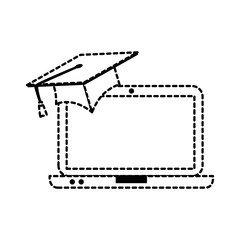 laptop computer with hat graduation