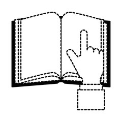 text book with hand reader