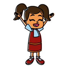 Cute school girl cartoon icon vector illustration graphic design