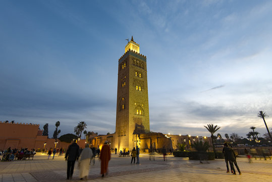 Amazing evening view of Koutoubia Mosque in Marrakech in Morocco	