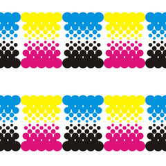Fototapeta na wymiar Seamless geometric pattern. Bright colors and simple shapes. Trendy seamless pattern designs.