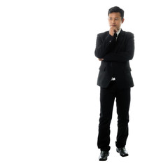 Portrait of a young business man. Isolated full length on white background