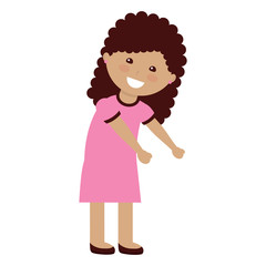happy girl with curly hair kid child icon image vector illustration design 