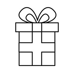 gift box with ribbon bow icon image vector illustration design  black line