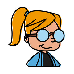 School girl with glasses cartoon icon vector illustration graphic design