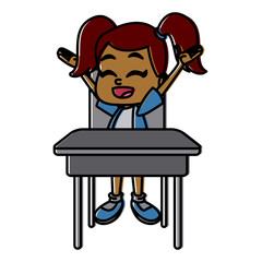 School girl on desk cartoon icon vector illustration graphic design