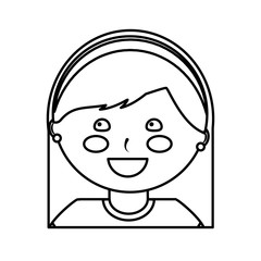 happy girl with headband kid child icon image vector illustration design  black line